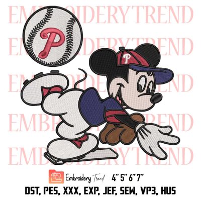 Baseball Philadelphia Phillies Mickey Embroidery, MLB Baseball Design File