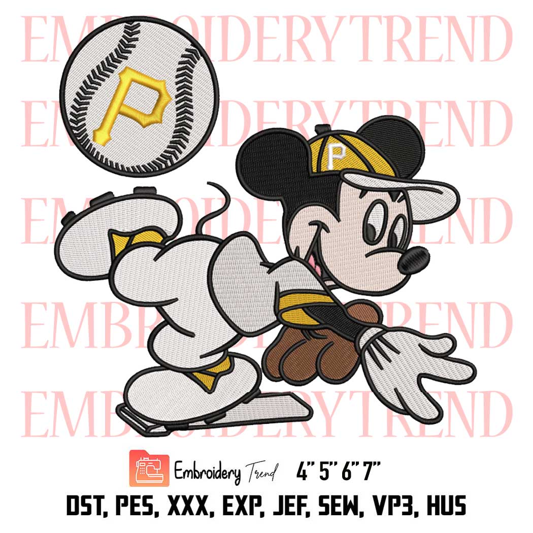 Baseball Pittsburgh Pirates Mickey Embroidery, MLB Baseball Design
