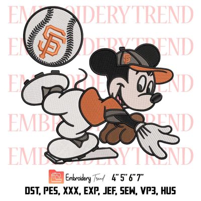 Baseball San Francisco Giants Mickey Embroidery, MLB Baseball Design File