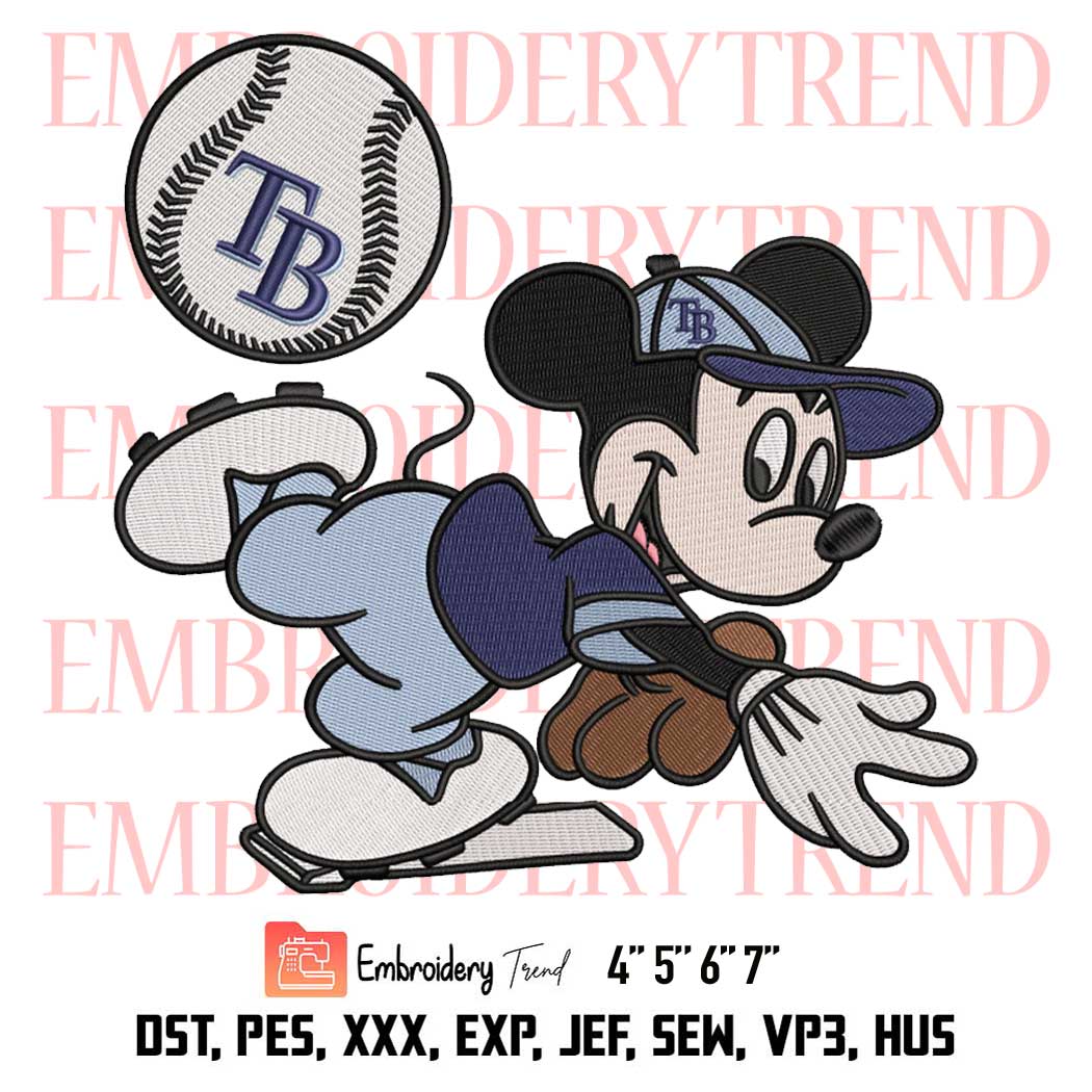 Baseball Tampa Bay Rays Mickey Embroidery, MLB Baseball Design File