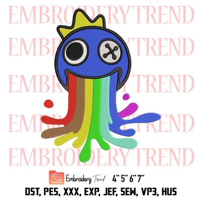 Rainbow Friends Face Embroidery, Roblox Blue Design File