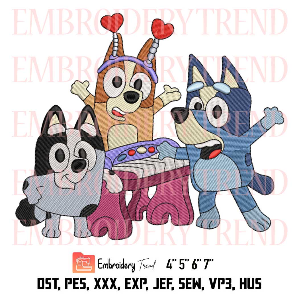 Bluey Birthday Embroidery, Bluey Friends Embroidery Design File