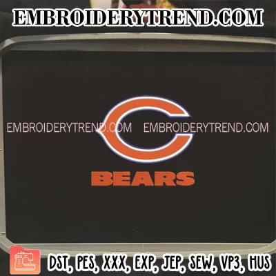 Chicago Bears Football Embroidery Design, NFL Football Machine Embroidery Designs