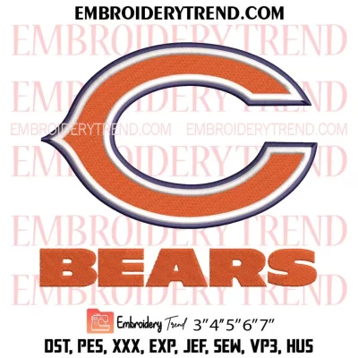 Chicago Bears Embroidery Design, NFL Logo Machine Embroidery Digitized Pes Files