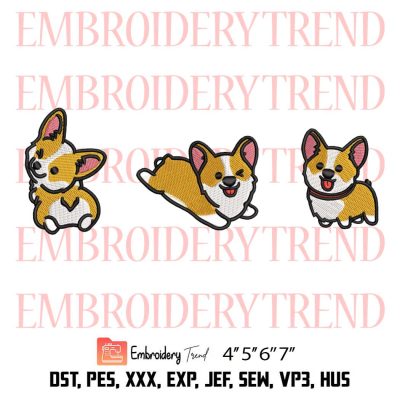 Cute Corgi Chibi Embroidery, Corgi Pet Design File