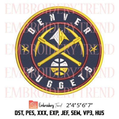 Denver Nuggets Logo Embroidery, Basketball Embroidery Design File