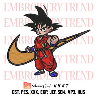 Goku Dragon Ball Inspired Nike Embroidery, Son Goku Design File