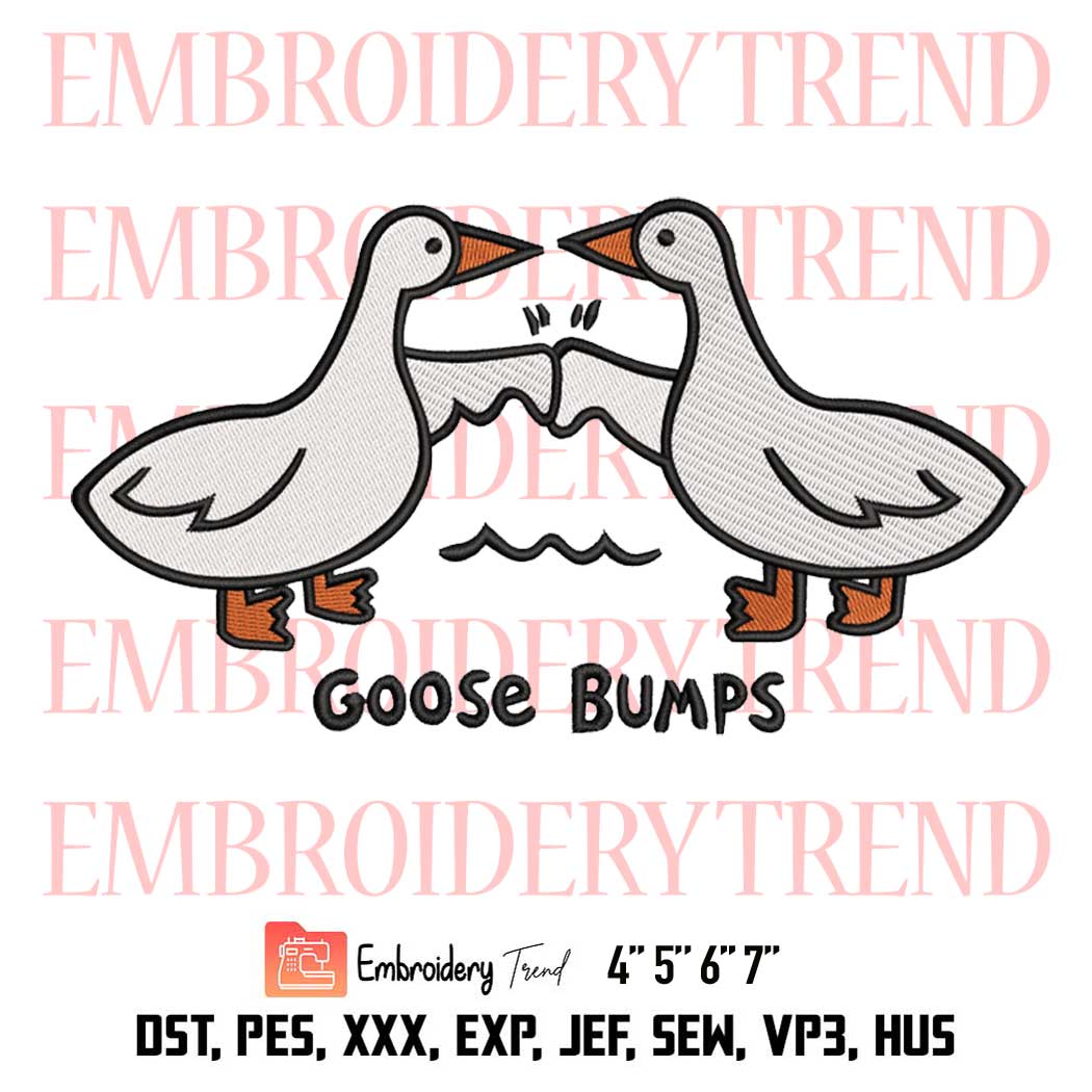 Goose Bumps Embroidery Design, Funny Animal Embroidery File