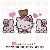 Hello Kitty Flowers And Butterfly Embroidery Design, Cute Hello Kitty Embroidery File
