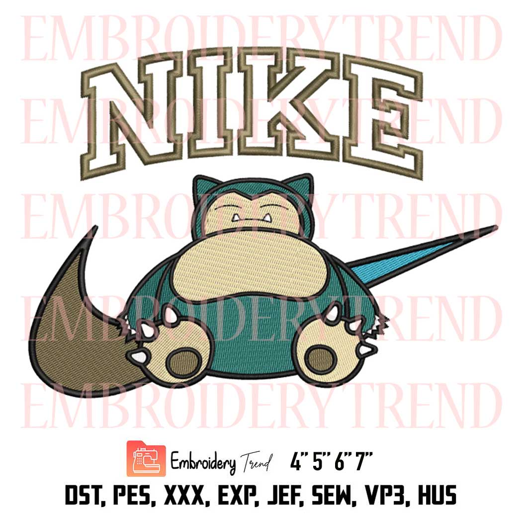 Pokemon Snorlax Nike Embroidery, Snorlax Embroidery Design File