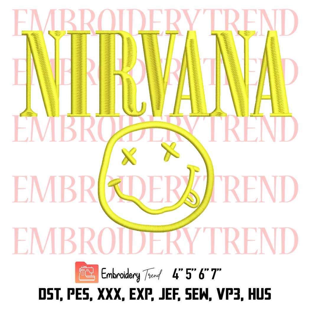 Nirvana Smiley Face Embroidery, Music Design File
