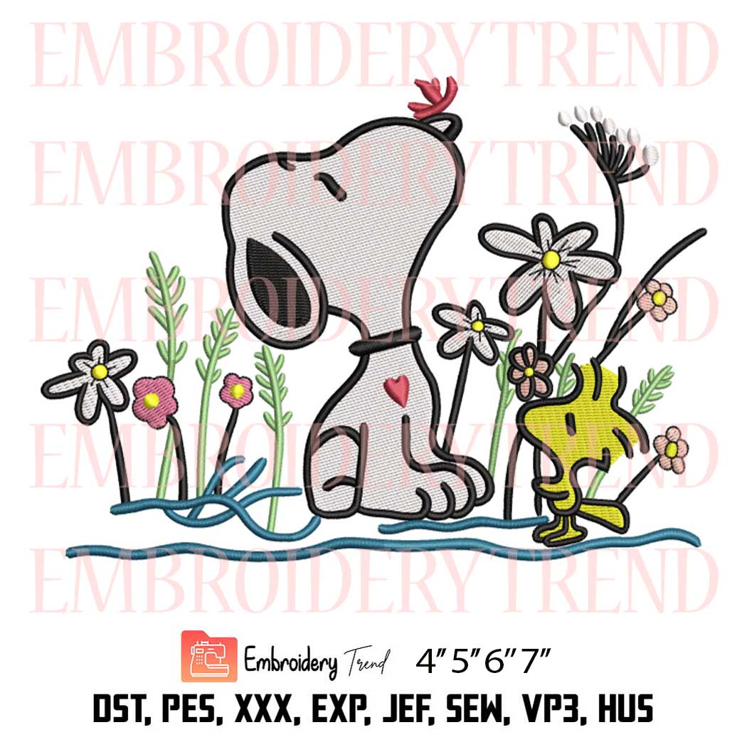 Snoopy and Woodstock Embroidery Design, Peanuts Embroidery File
