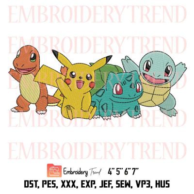 Pokemon Friend Embroidery, Friends Anime Embroidery Design File