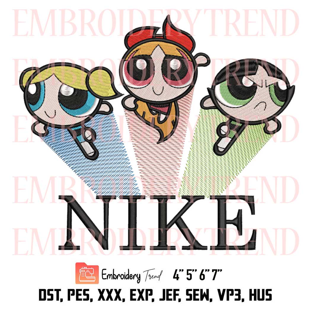 Powerpuff Girls Nike Embroidery, Cartoon Embroidery Design File