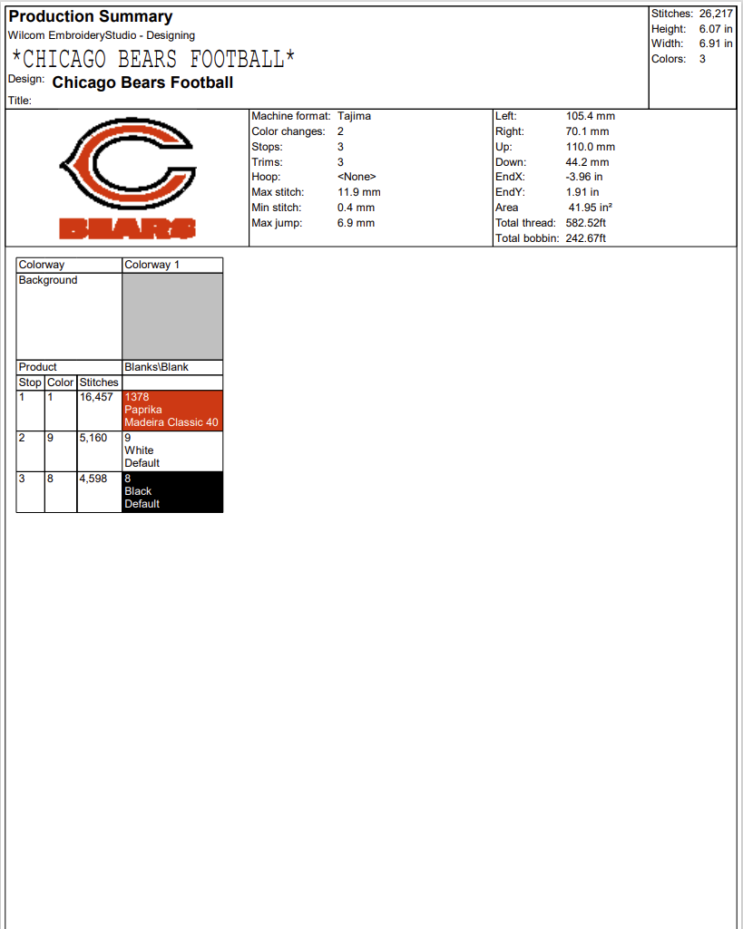 Chicago Bears Football Embroidery Design, NFL Football Machine Embroidery Designs