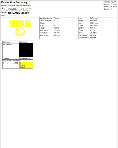 Nirvana Smiley Face Embroidery, Music Design File