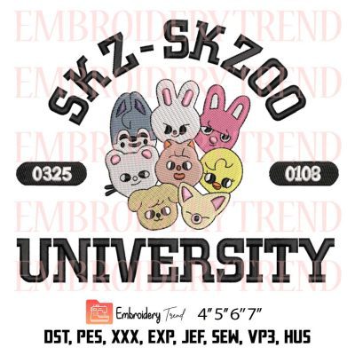 Stray Kids SKZOO University Embroidery Design, Kpop Star Skzoo Embroidery File
