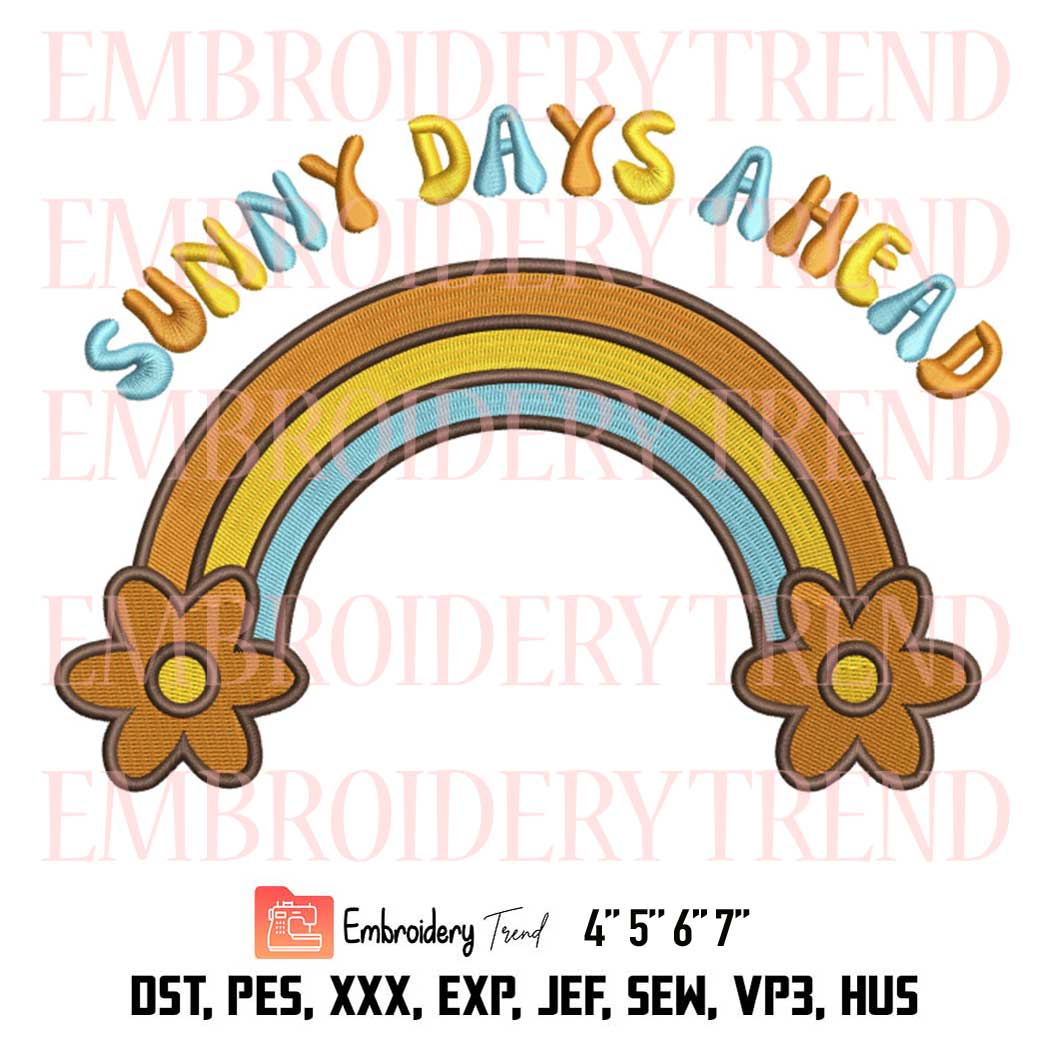 Sunny Days Ahead Embroidery Design, Retro Summer Embroidery File