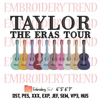 Taylor Eras Tour Guitar Embroidery, Music Design File