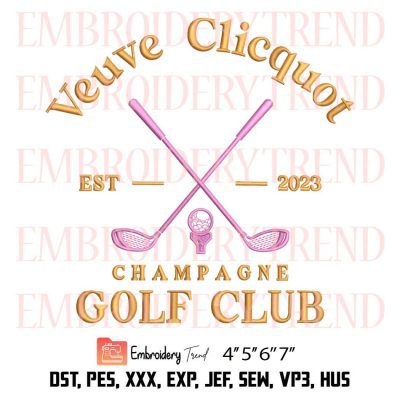 Veuve Clicquot Golf Club Embroidery Design, Golfing Embroidery File