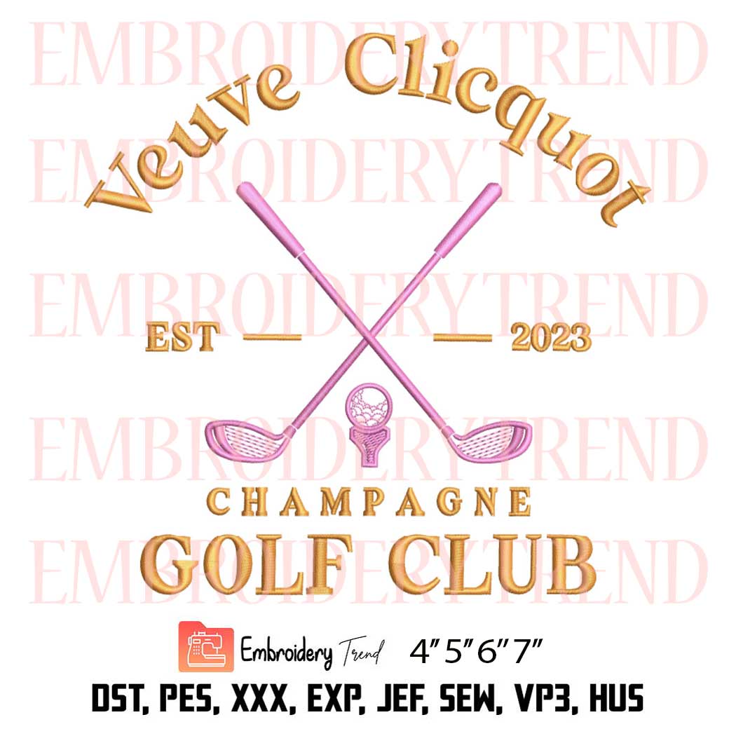 Veuve Clicquot Golf Club Embroidery Design, Golfing Embroidery File
