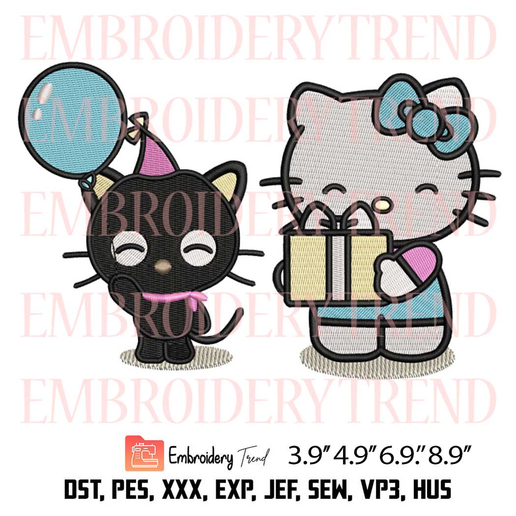 Funny Cat Happy Birthday Embroidery - Birthday Gifts Machine Embroidery Design