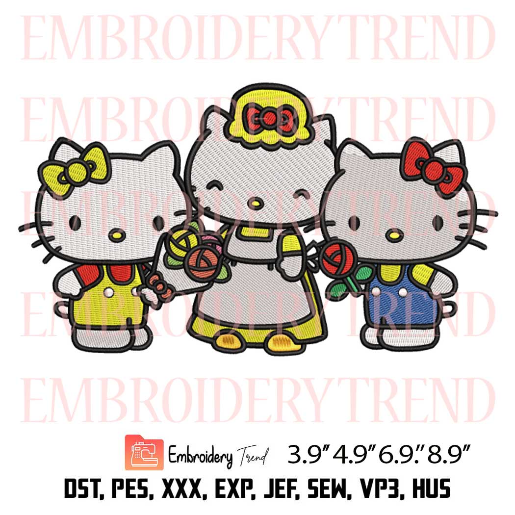 Happy Birthday to Hello Kitty Mama Embroidery - Mother's Day Machine Embroidery Design