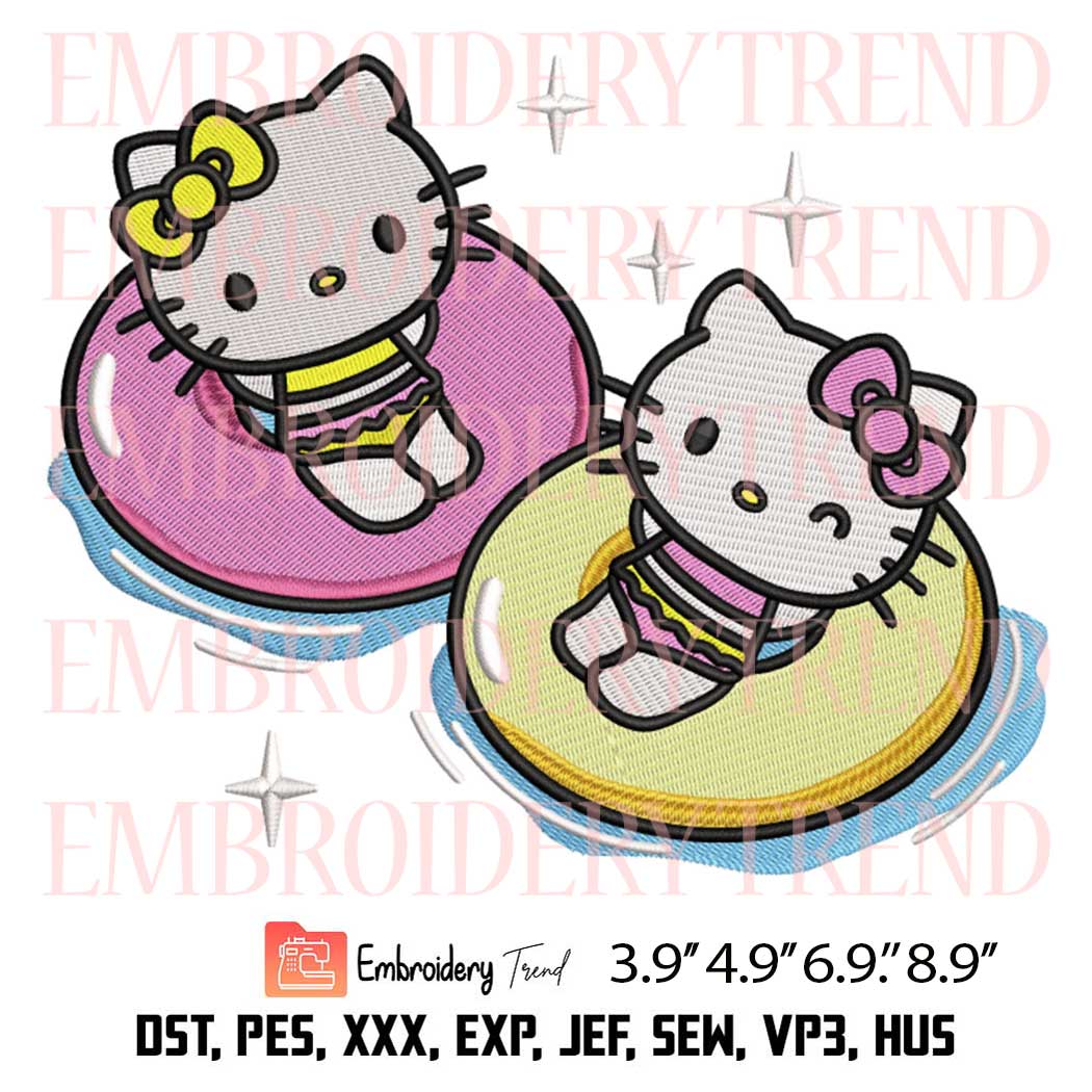 Hello Kitty Beach Vacation Embroidery - Hello Kitty Summer Machine Embroidery Design
