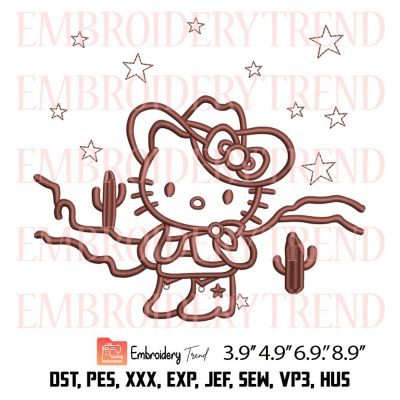 Hello Kitty Desert Rodeo Embroidery – Hello Kitty Cowboy Machine Embroidery Design