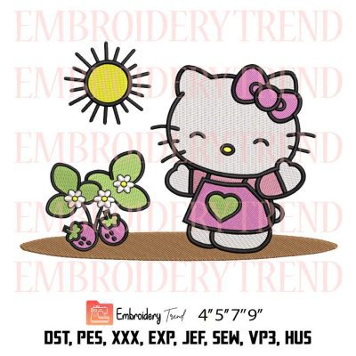 Hello Kitty Farm Embroidery Design – Hello kitty Strawberry Farm Embroidery File