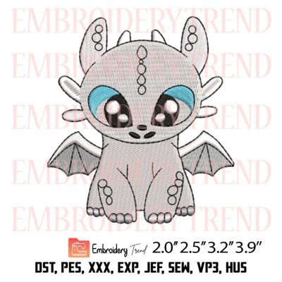 Dragon Light Fury Embroidery – Toothless and Light Fury Couple Embroidery Design