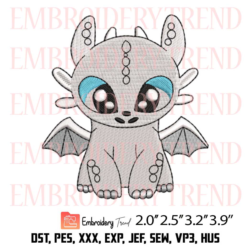 Dragon Light Fury Embroidery - Toothless and Light Fury Couple Embroidery Design