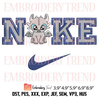 Light Fury Nike Embroidery – How to Train Your Dragon Machine Embroidery Design