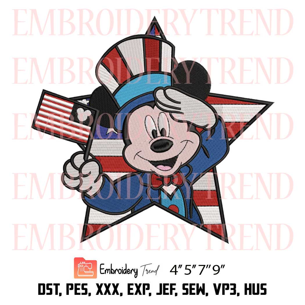 Mickey Mouse 4th Of July Embroidery – Independence Day Machine Embroidery Design File