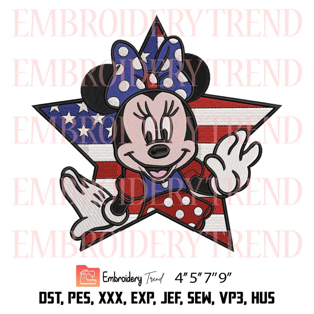 Minnie Mouse 4th Of July Embroidery – Independence Day Machine Embroidery Design File
