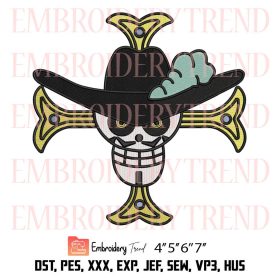 Mihawk Jolly Roger Logo Embroidery – Anime One Piece Machine Embroidery ...