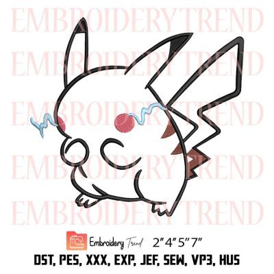 Pikachu Minimalist Embroidery – Pokemon Machine Embroidery Design File