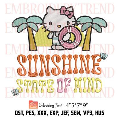 Sunshine State Of Mind Embroidery Design – Hello Kitty Beach Summer Embroidery File