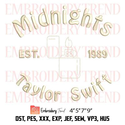Taylor Swift Midnights Embroidery, Taylor Album Embroidery Design File