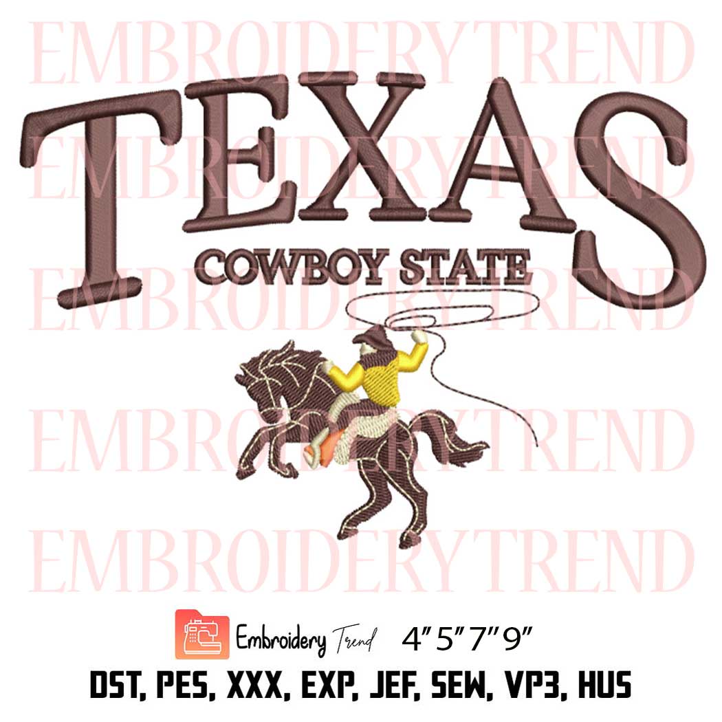 Texas Cowboy State Embroidery Design - Bucking Horse Cowboy Embroidery File