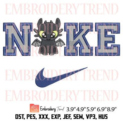 Toothless Nike Embroidery – How to Train Your Dragon Machine Embroidery Design
