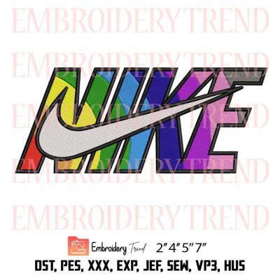 Trendy Colorful Nike Logo Embroidery – Swoosh Rainbow Machine Embroidery Design File