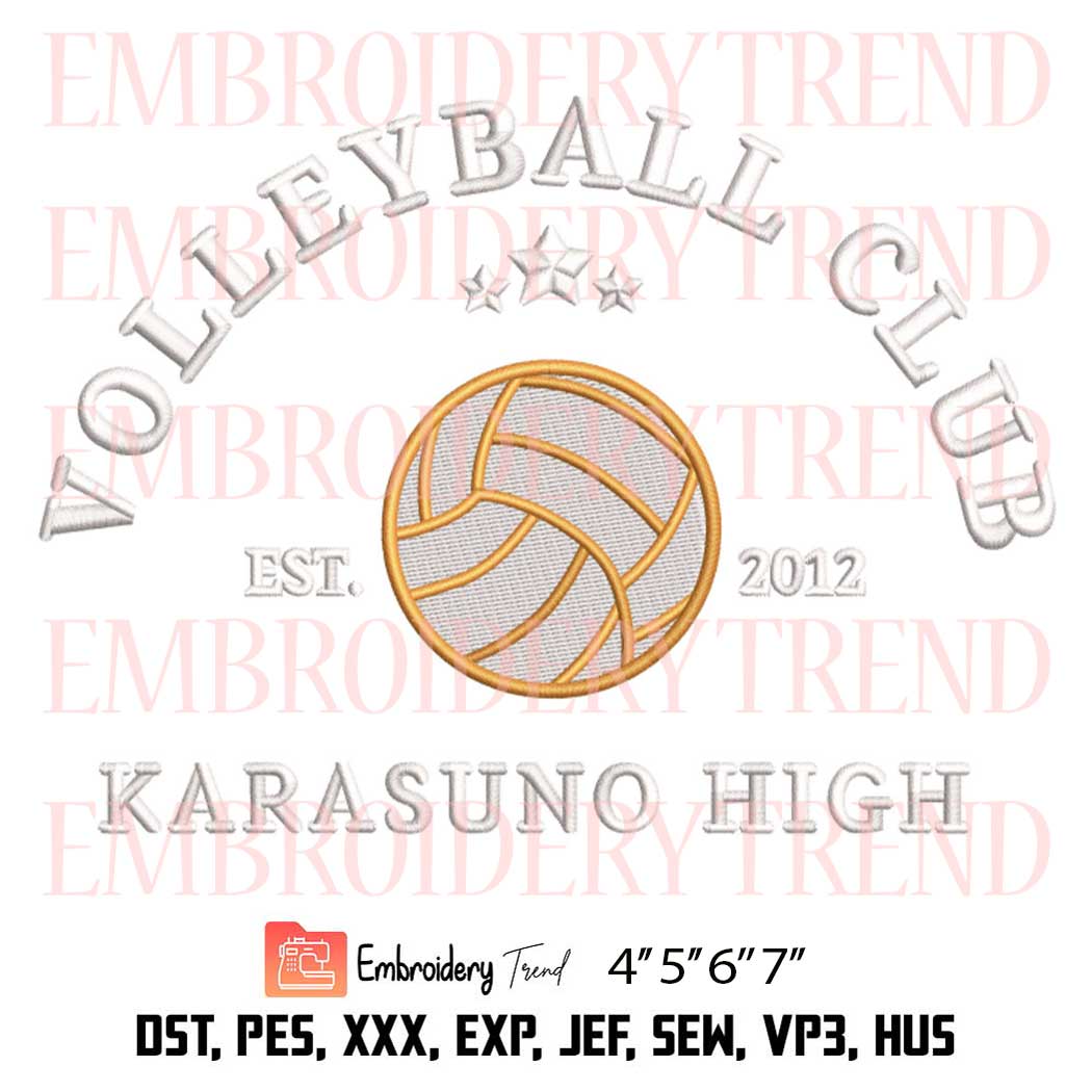 Karasuno High Volleyball Club Embroidery - Volleyball Embroidery Design File