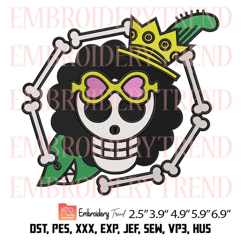 Brook Jolly Roger Embroidery File – Anime One Piece Machine Embroidery ...