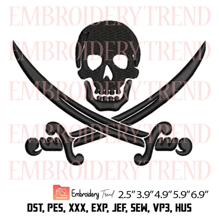 Calico Jack Jolly Roger Embroidery File – Pirate Flag Machine ...