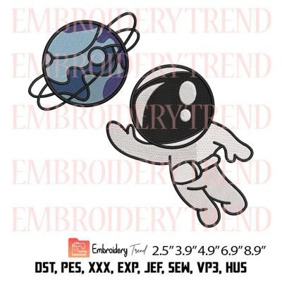 Cute Astronaut 1 Embroidery – Outer Space Machine Embroidery Design