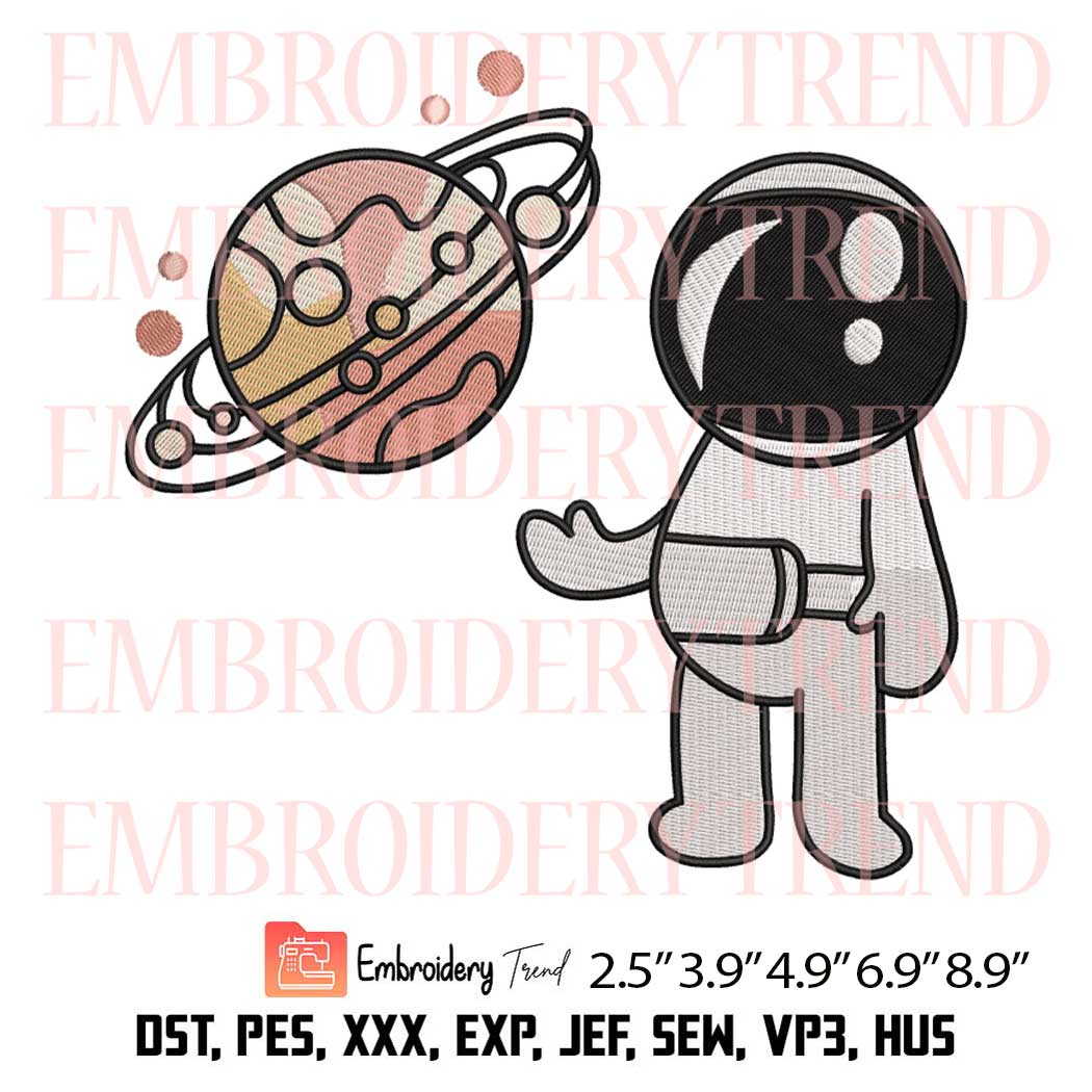 Cute Astronaut 2 Embroidery – Outer Space Machine Embroidery Design