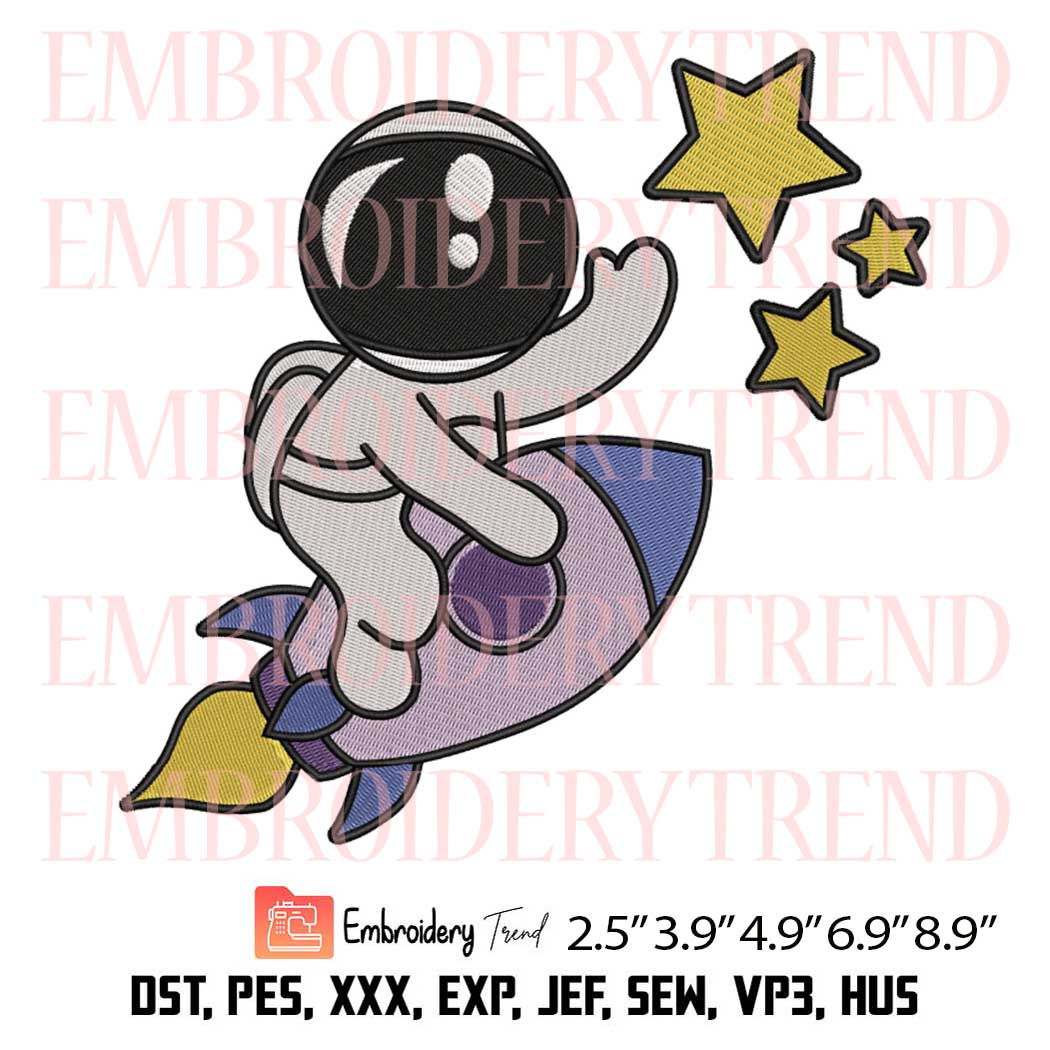 Cute Astronaut 6 Embroidery – Outer Space Machine Embroidery Design