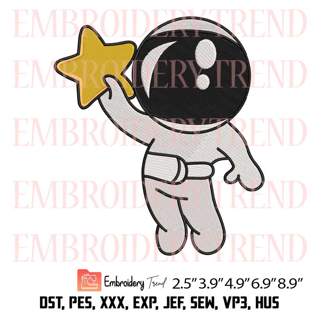 Cute Astronaut 7 Embroidery – Outer Space Machine Embroidery Design