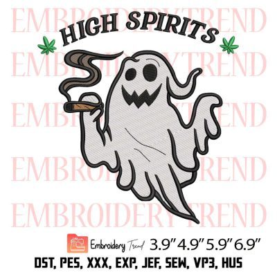 High Spirits Ghost Funny Embroidery – Halloween 420 Embroidery Design File